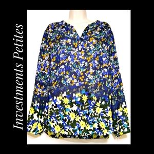 Investments Petites Floral Shirt Long Sleeves